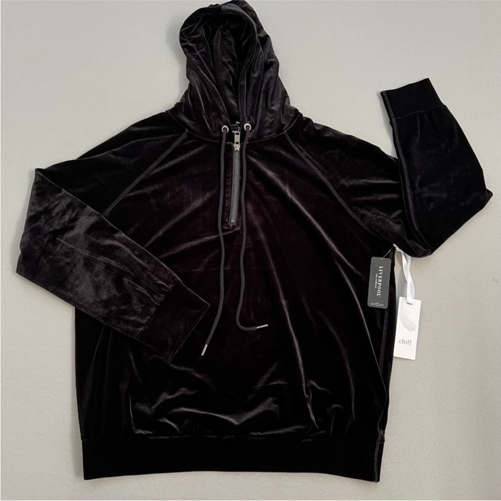 NWT LIVERPOOL black velour hoodie